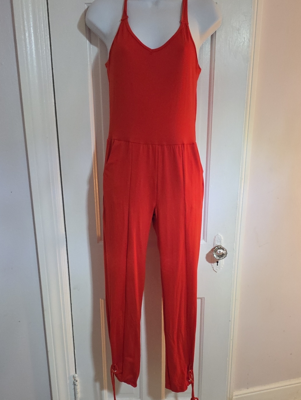 Everyday Red V-Neck Sleeveless Jumpsuit